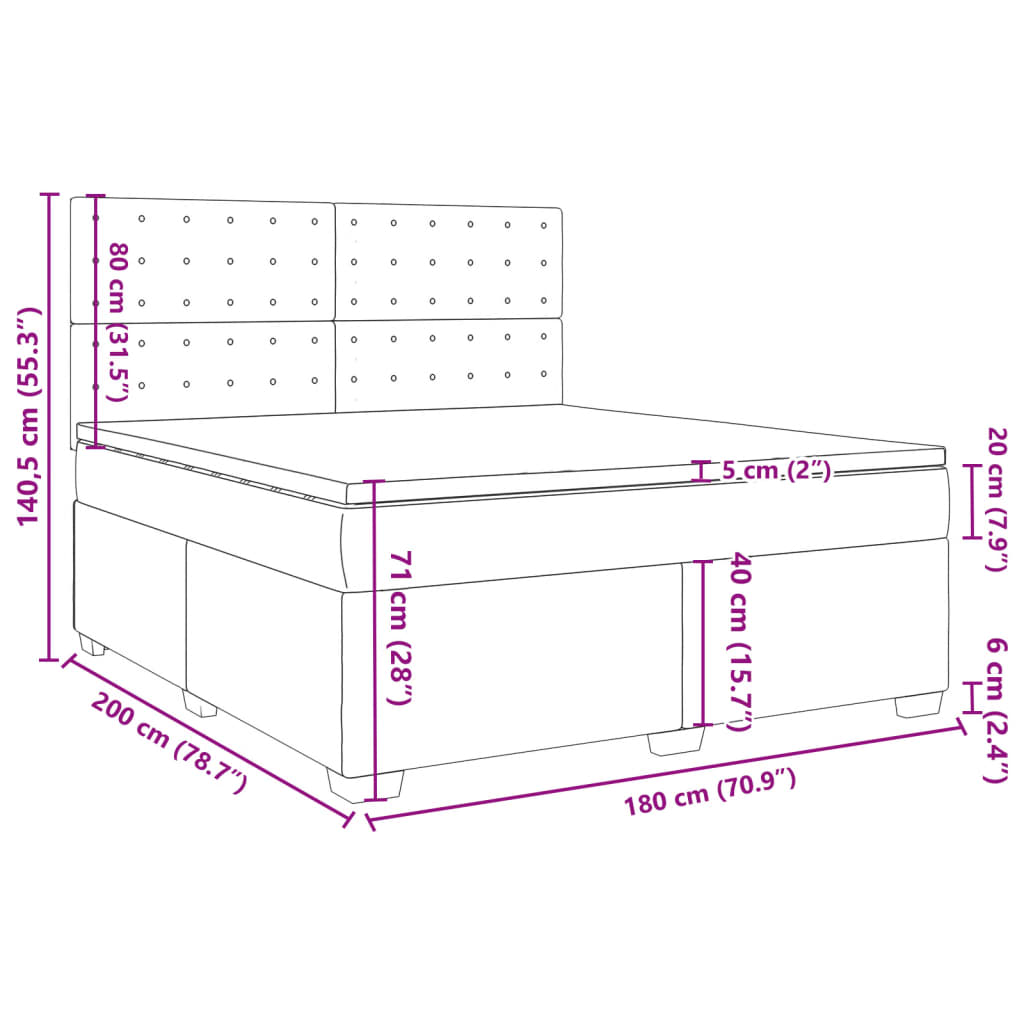 vidaXL Pat box spring cu saltea, albastru, 180x200 cm, material textil