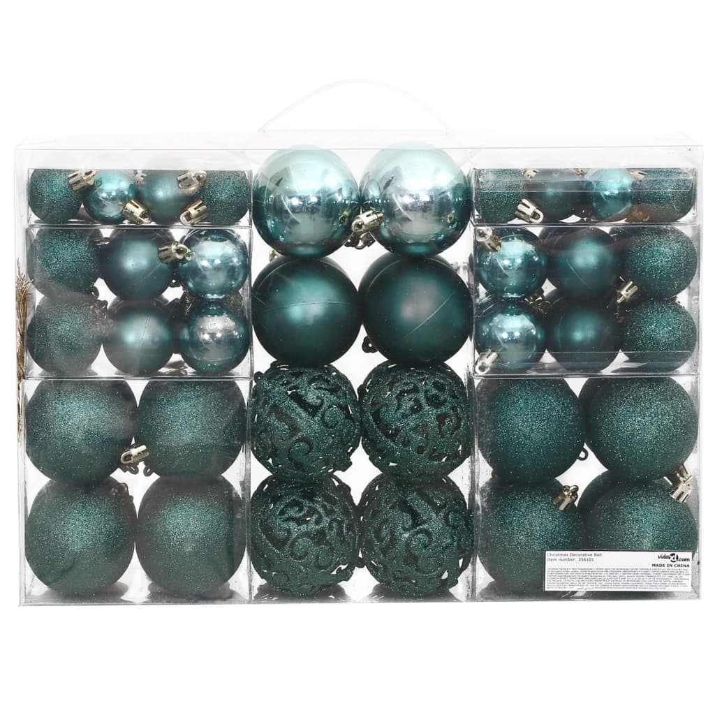 vidaXL Globuri de Crăciun, 100 buc, verde, 3 / 4 / 6 cm