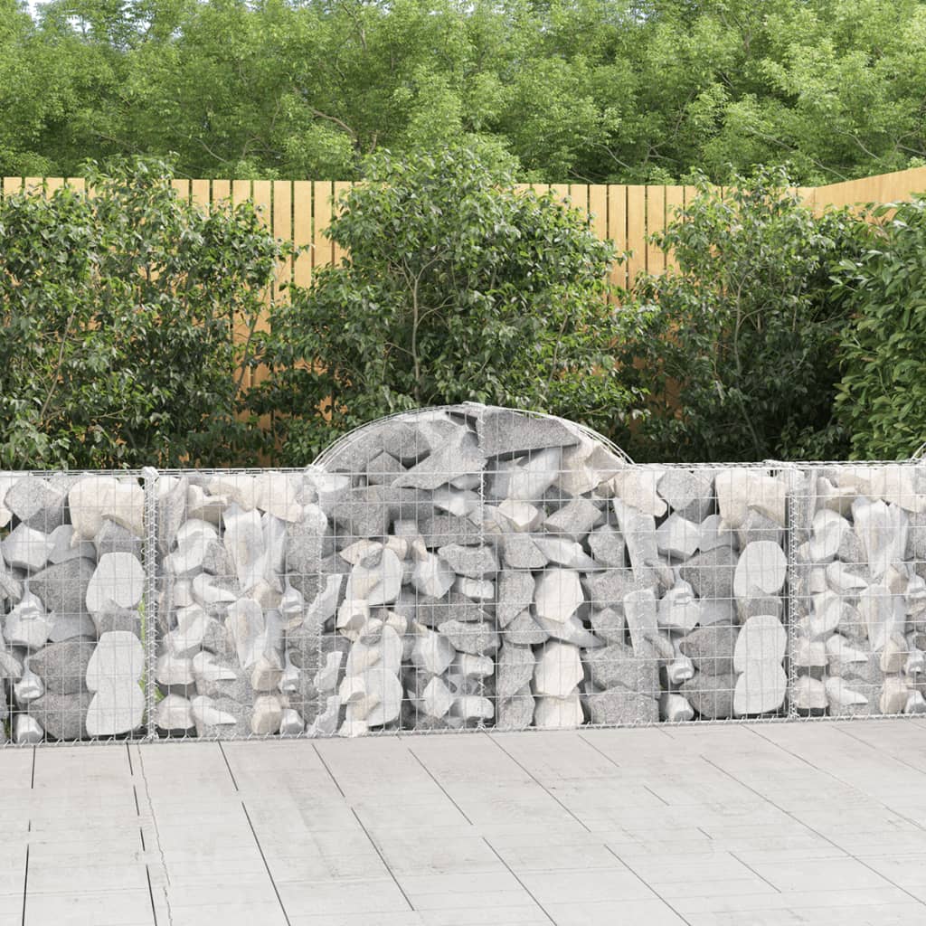 vidaXL Coșuri gabion arcuite 25 buc, 200x30x80/100 cm, fier galvanizat