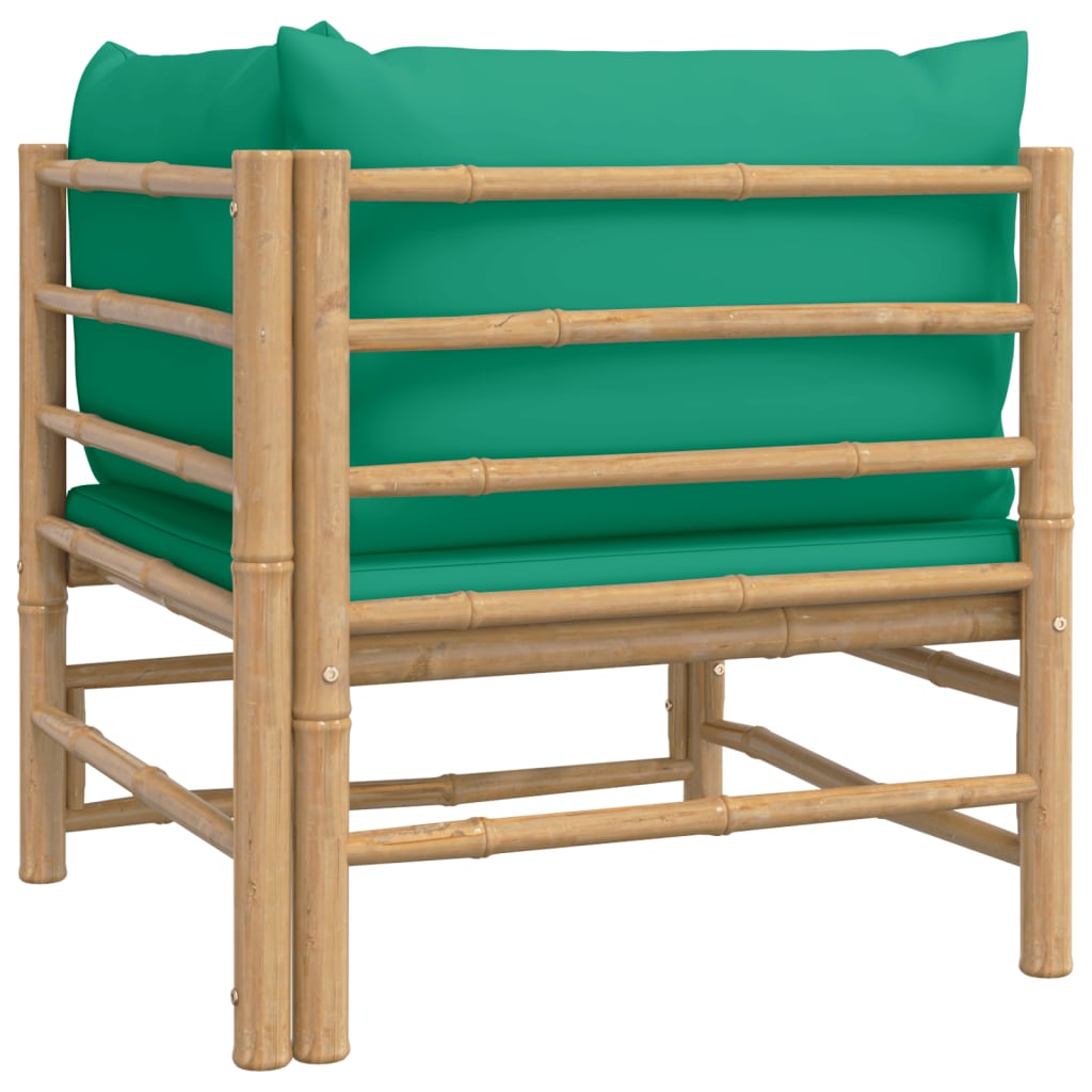 vidaXL Canapea de colț pentru grădină, perne verzi, bambus