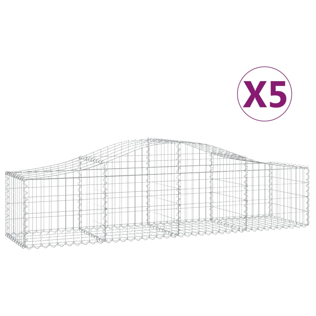 vidaXL Coșuri gabion arcuite 5 buc, 200x50x40/60 cm, fier galvanizat