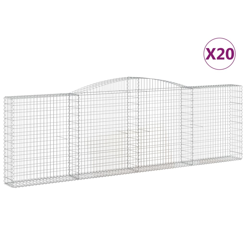 vidaXL Coșuri gabion arcuite 20 buc. 400x30x120/140cm fier galvanizat