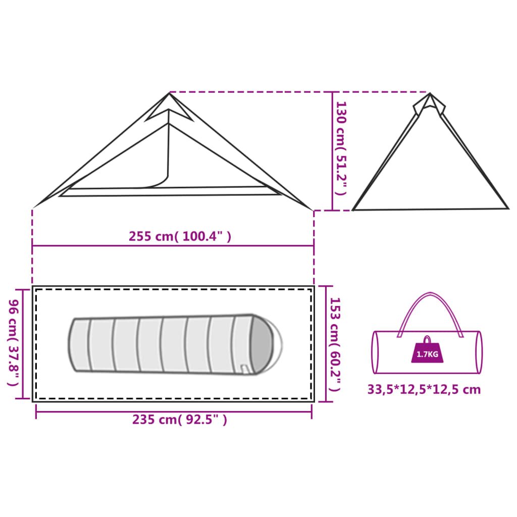 vidaXL Cort de camping tipi pentru 1 persoană, albastru, impermeabil