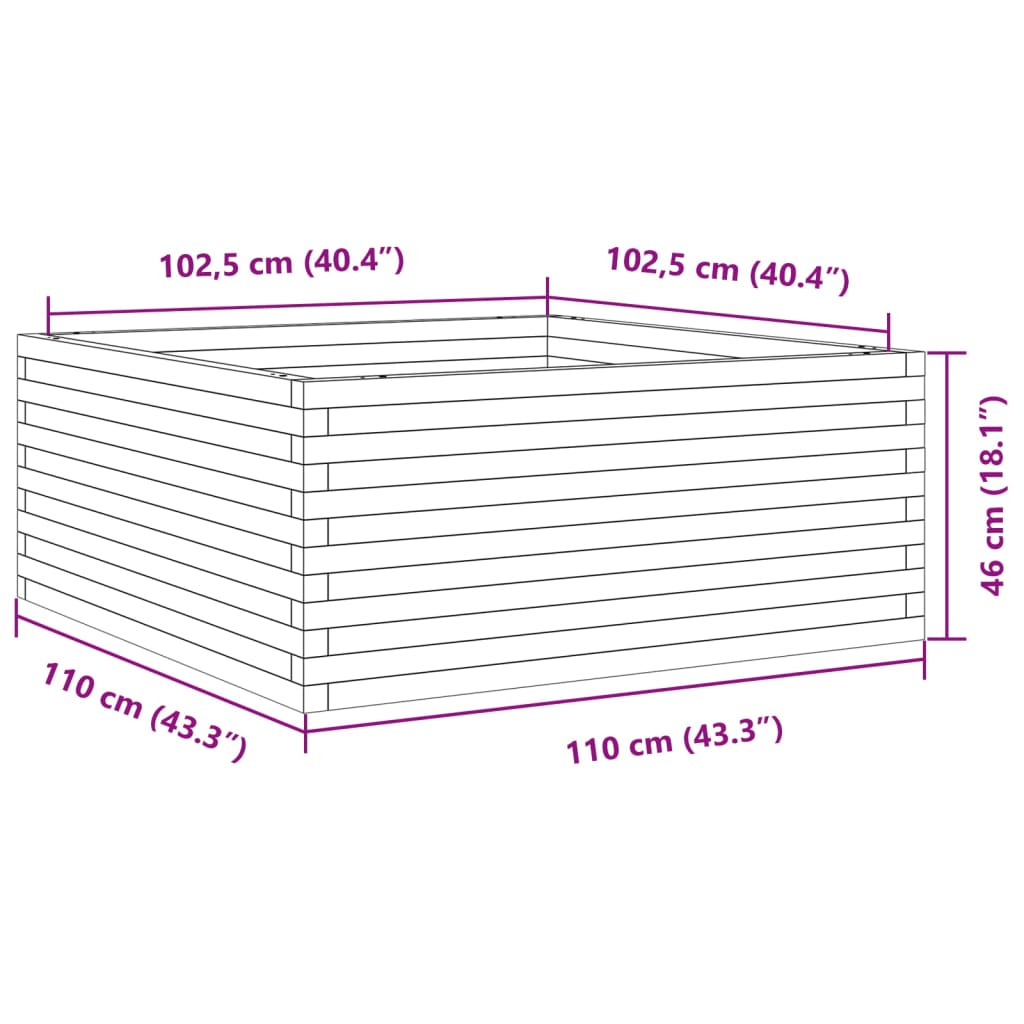 vidaXL Jardinieră de grădină, 110x110x46 cm, lemn de pin impregnat