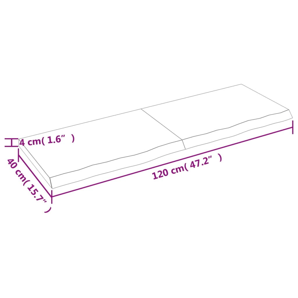 vidaXL Blat de baie, maro închis, 120x40x(2-4) cm, lemn masiv tratat