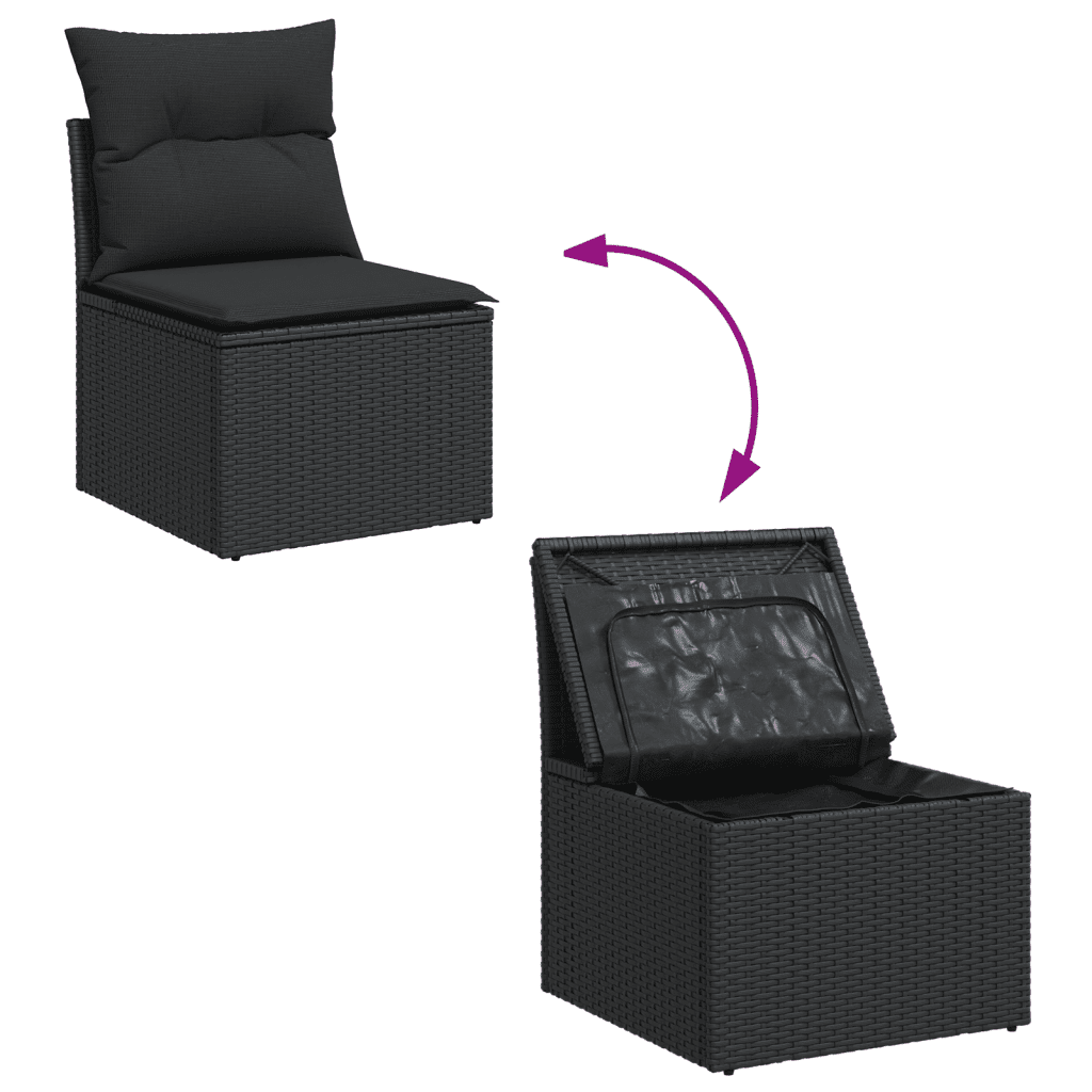 vidaXL Set mobilier de grădină cu perne, 5 piese, negru, poliratan