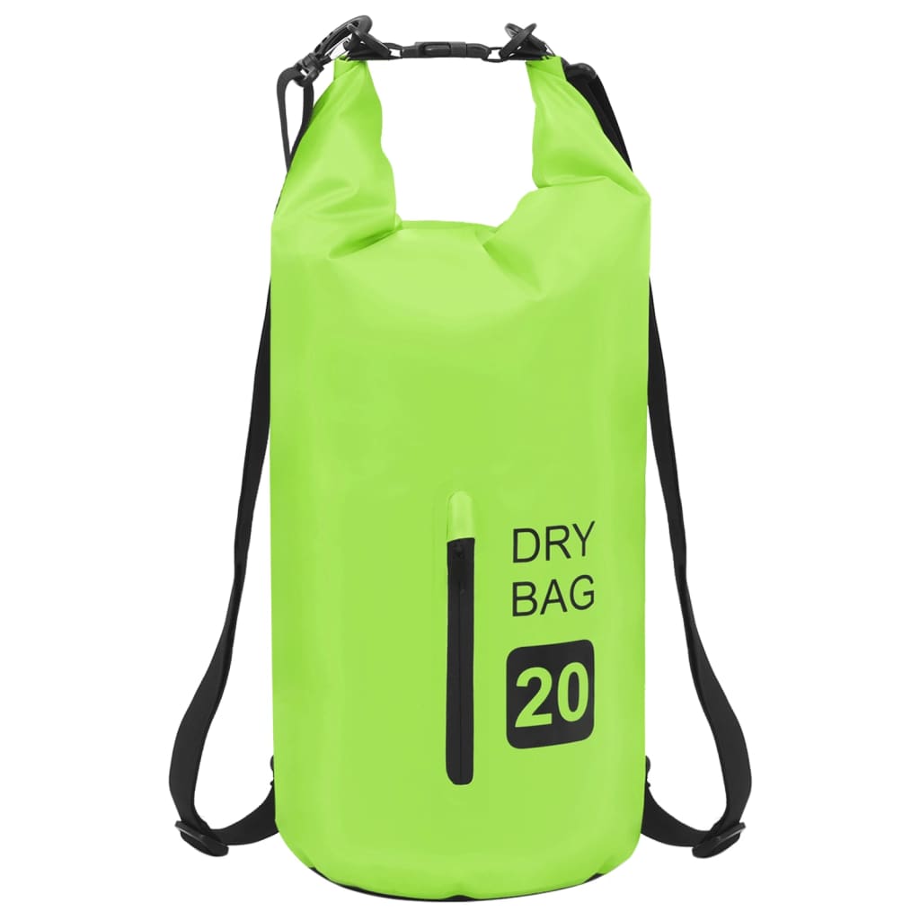 vidaXL Rucsac impermeabil cu fermoar, verde, 20 L, PVC