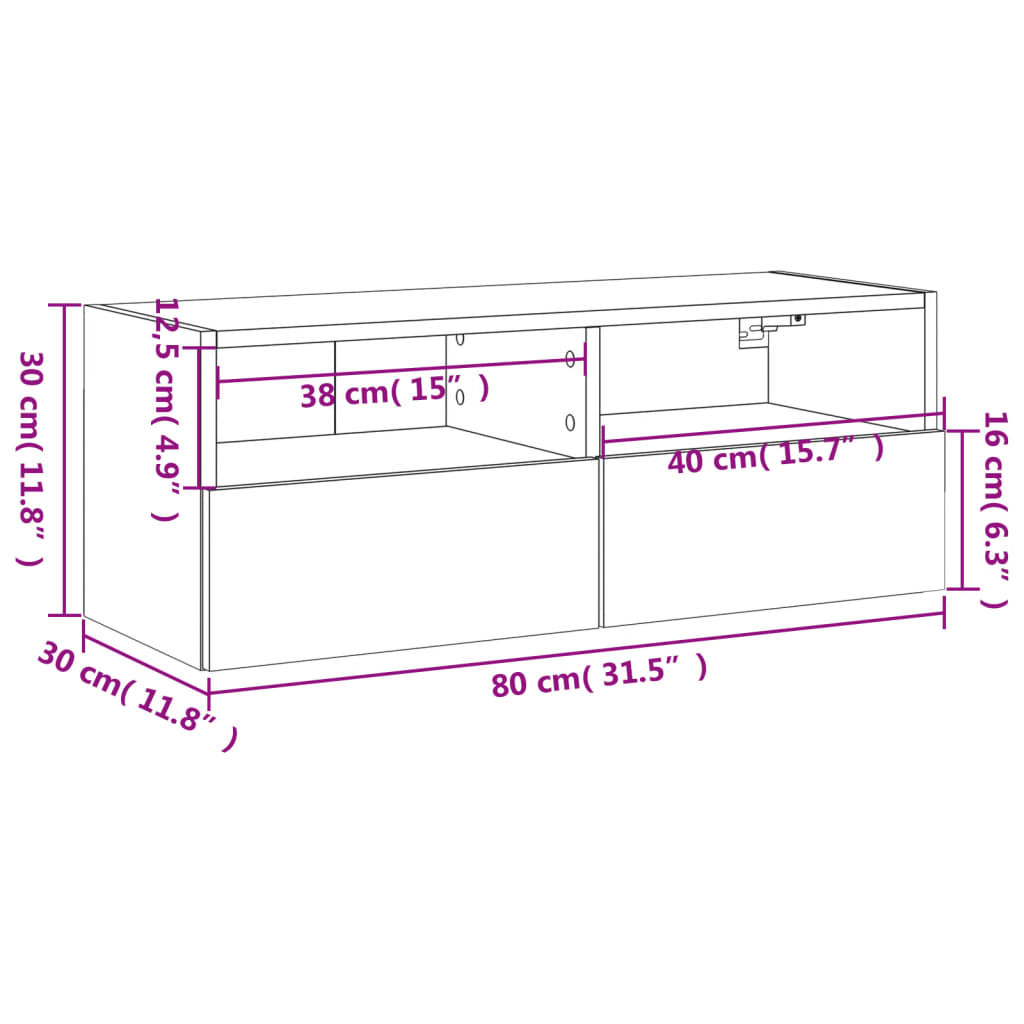 vidaXL Comode TV de perete, negru, 80x30x30 cm, lemn prelucrat