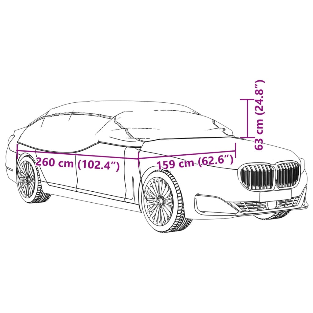 vidaXL Husă auto parțială, cu cârlige, argintiu, M