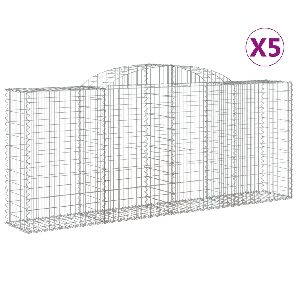 vidaXL Coșuri gabion arcuite 5 buc. 300x50x120/140 cm, fier galvanizat