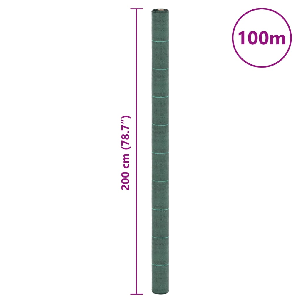 vidaXL Membrană antiburuieni, verde, 2x100 m, PP