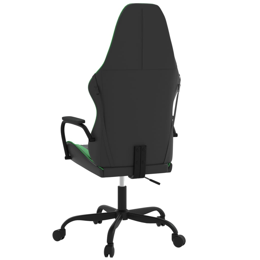 vidaXL Scaun de gaming de masaj, negru și verde, piele ecologică