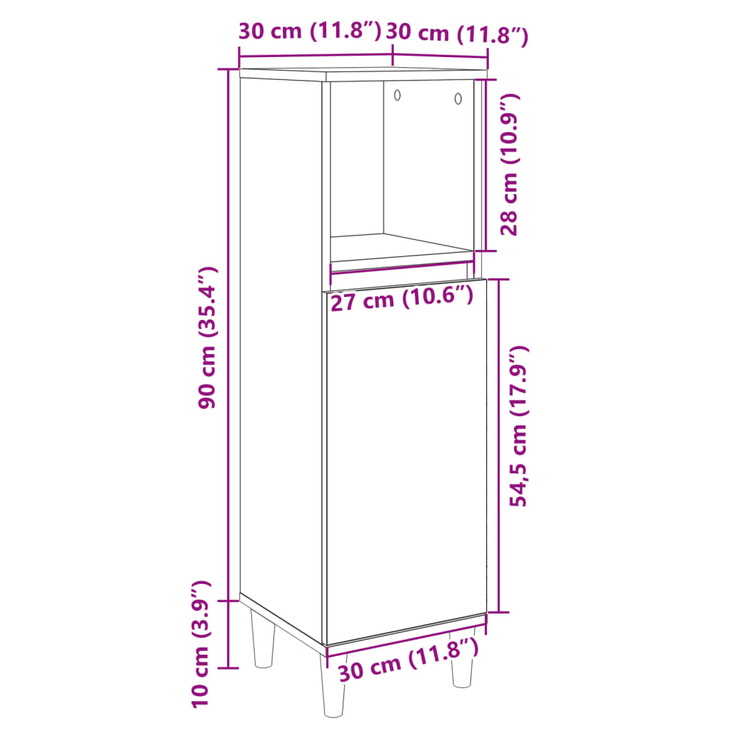 vidaXL Dulap de baie, stejar sonoma, 30x30x100 cm, lemn prelucrat