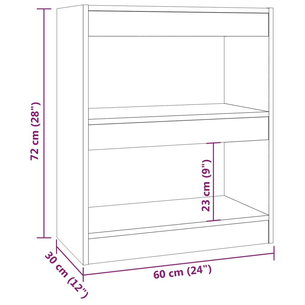 vidaXL Bibliotecă/Separator cameră, stejar maro, 60x30x72 cm