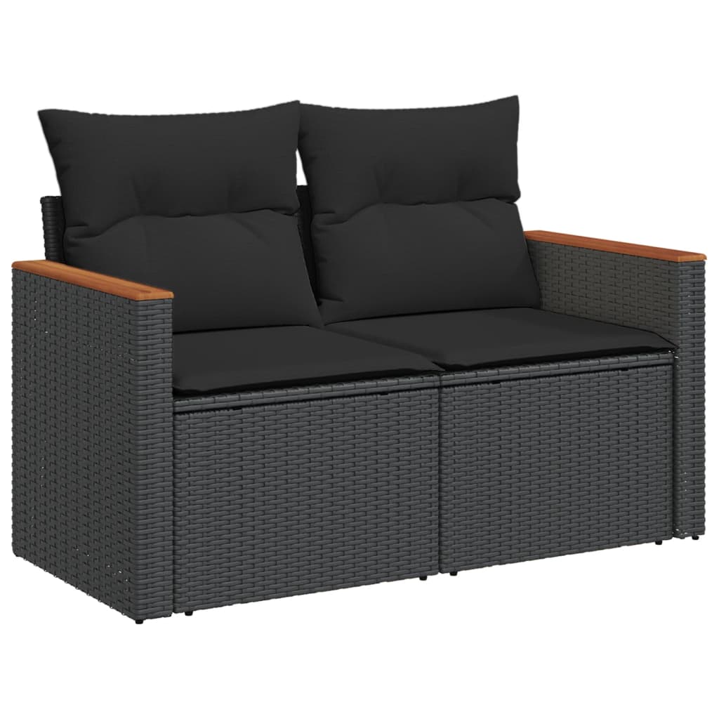 vidaXL Set mobilier de grădină cu perne, 6 piese, negru, poliratan