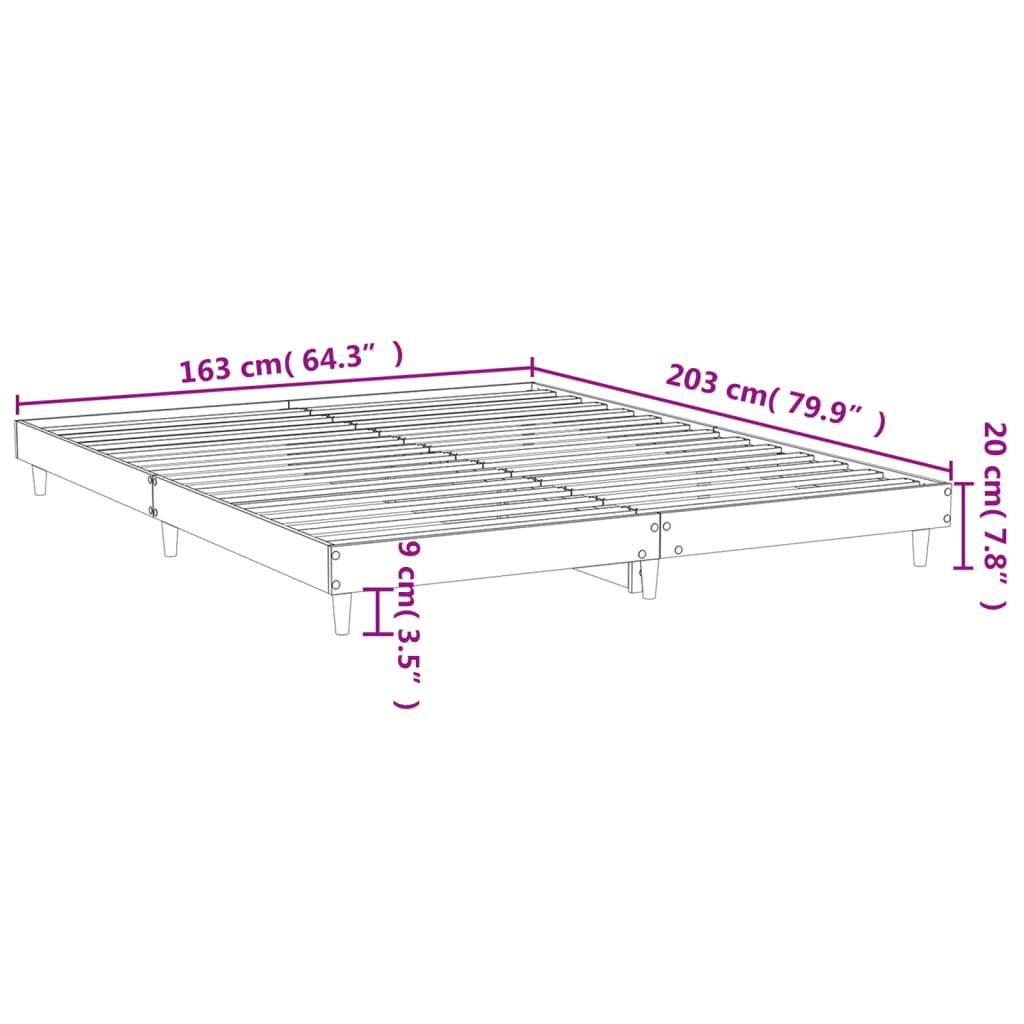 vidaXL Cadru de pat, gri sonoma, 160x200 cm, lemn prelucrat