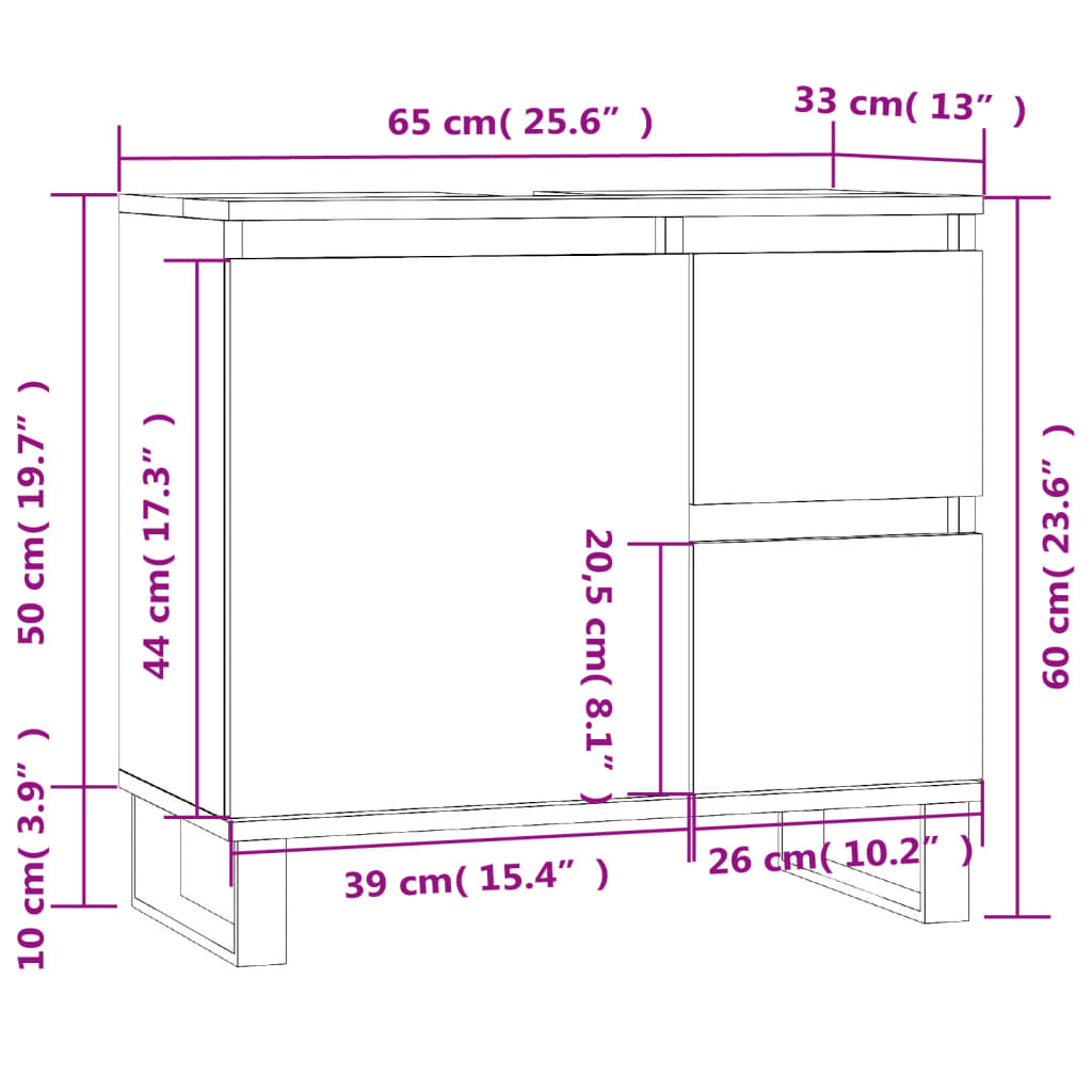 vidaXL Dulap de baie, alb, 65x33x60 cm, lemn prelucrat