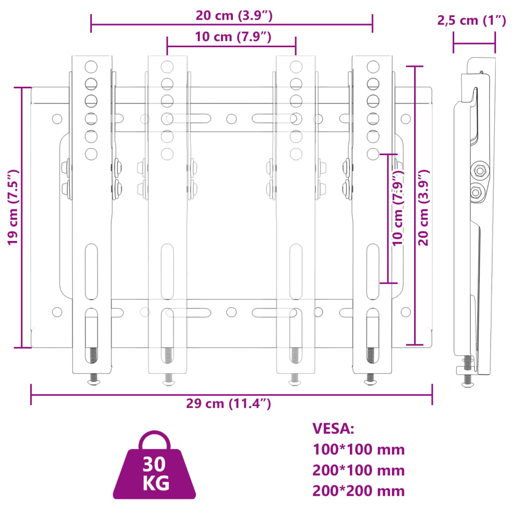 vidaXL Suport TV de perete, ecran 14-42 inchi Max VESA 200x200 mm 30kg