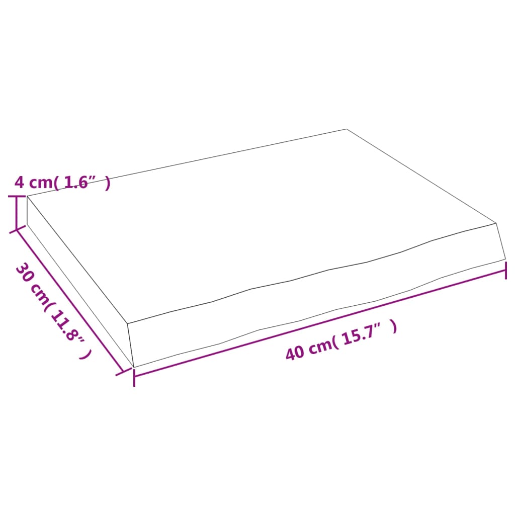 vidaXL Blat de baie, maro închis, 40x30x(2-4) cm, lemn masiv tratat