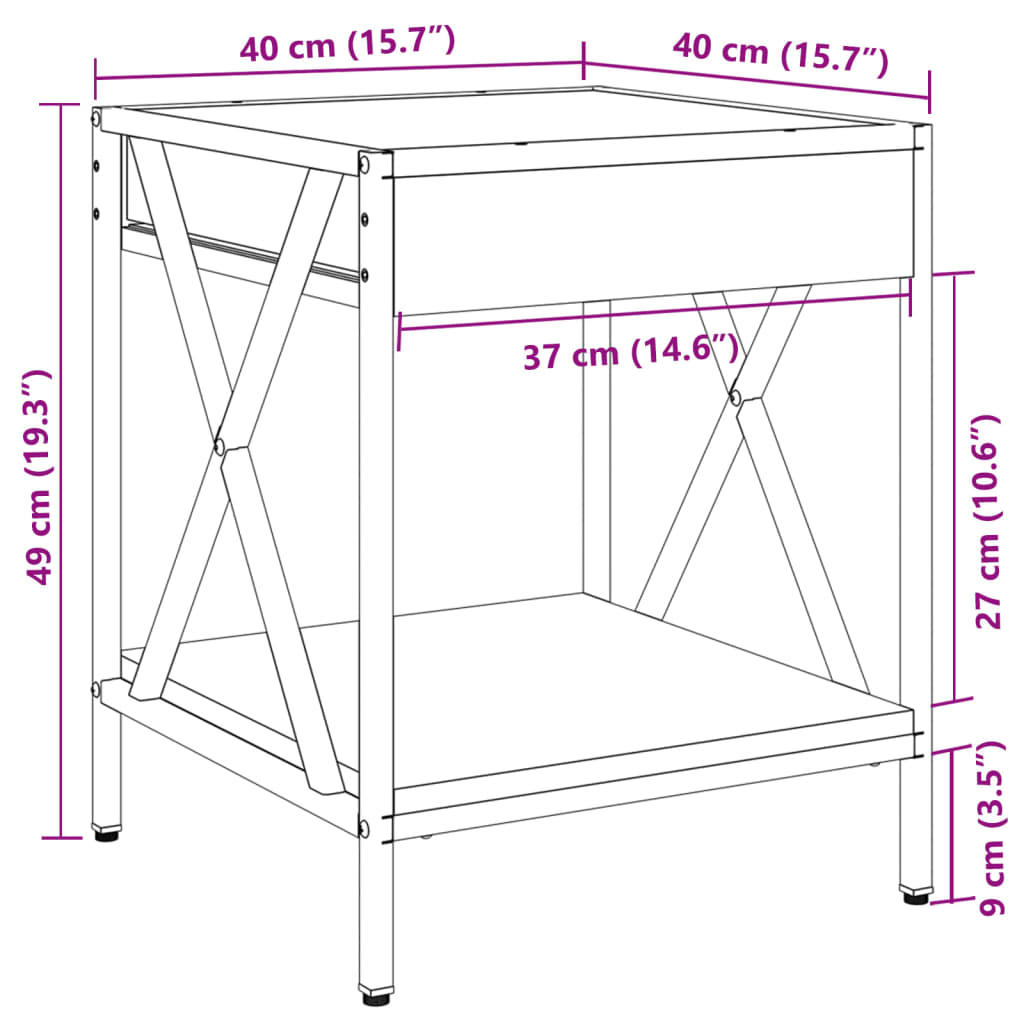 vidaXL Măsuță de cafea cu LED infinity, stejar maro, 40x40x49 cm