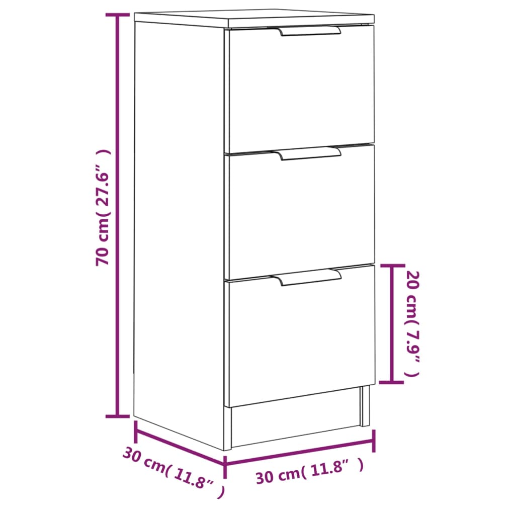 vidaXL Dulapuri, 2 buc., gri sonoma, 30x30x70 cm, lemn prelucrat