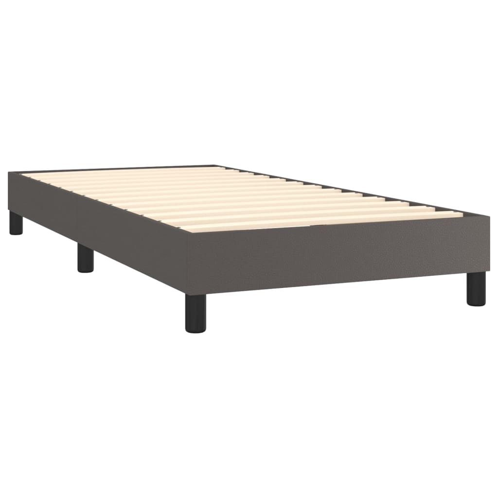 vidaXL Pat box spring cu saltea, gri, 100x200 cm, piele ecologică