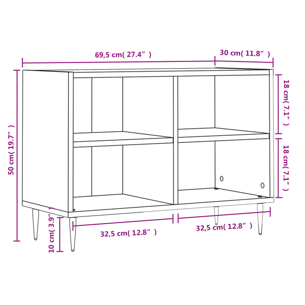 vidaXL Comodă TV, alb, 69,5x30x50 cm, lemn compozit