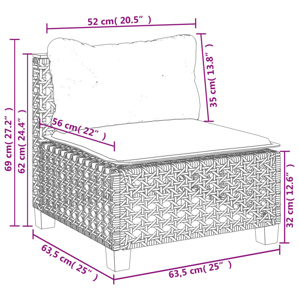 vidaXL Set canapele de grădină cu perne, 7 piese, negru, poliratan