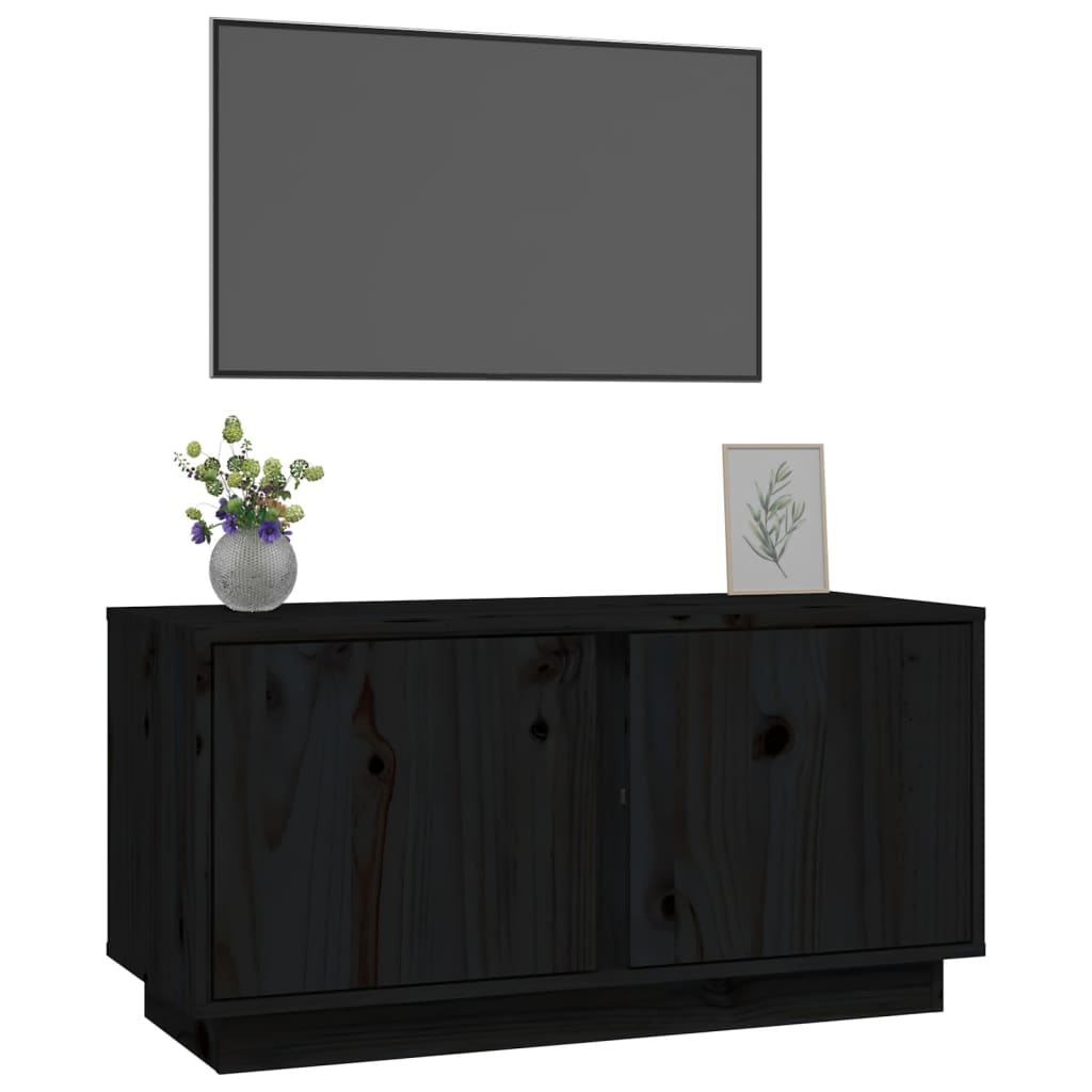 vidaXL Comodă TV, negru, 80x35x40,5 cm, lemn masiv de pin
