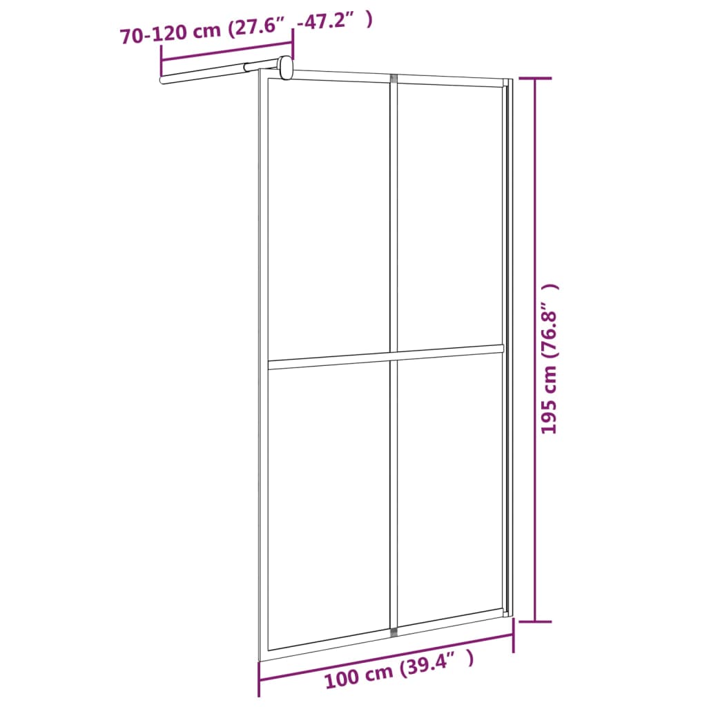 vidaXL Paravan duș walk-in, 100x195 cm, sticlă securizată închisă