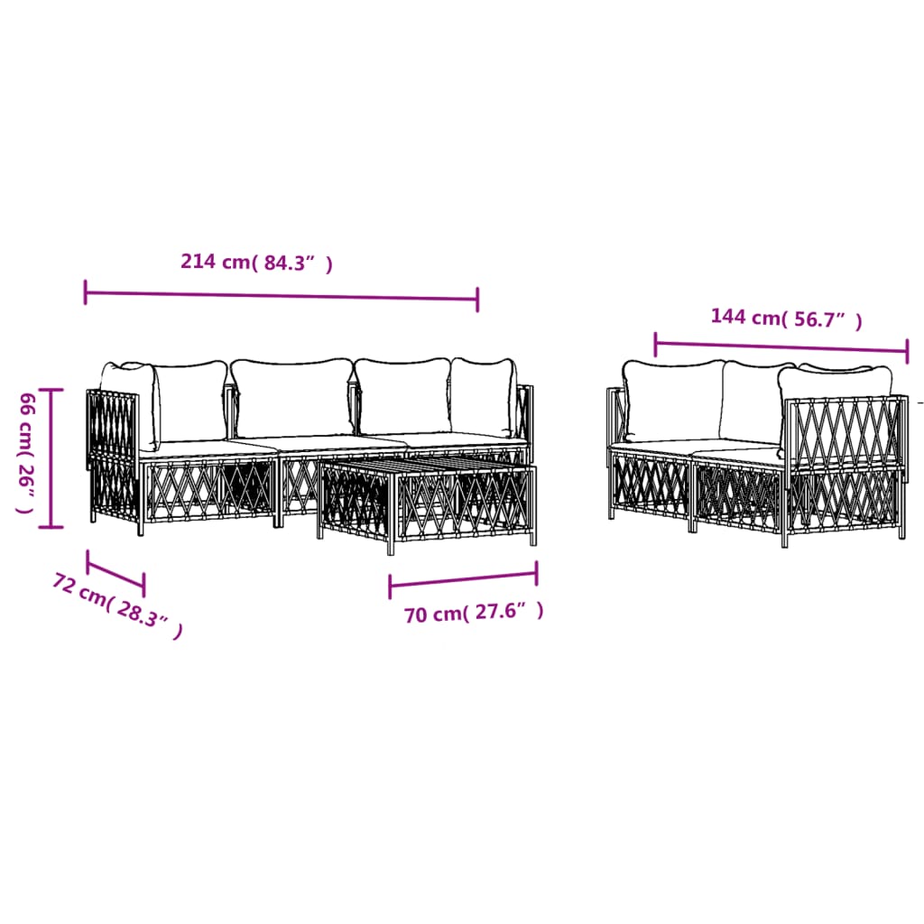 vidaXL Set mobilier de grădină, 6 piese, cu perne, antracit, oțel