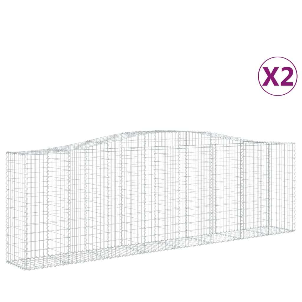 vidaXL Coșuri gabion arcuite 2 buc, 400x50x120/140 cm, fier galvanizat