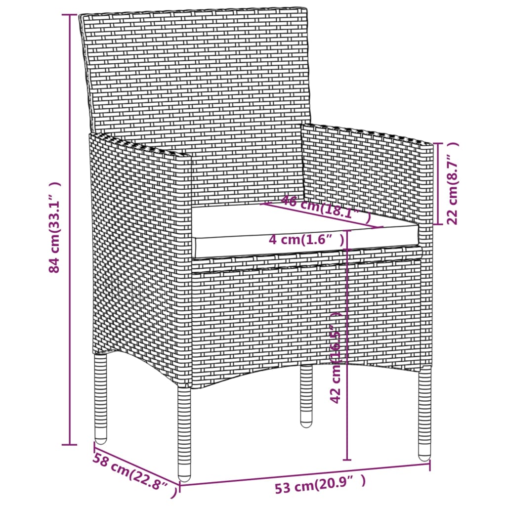 vidaXL Set mobilier grădină, 5 piese, negru, poliratan și lemn acacia