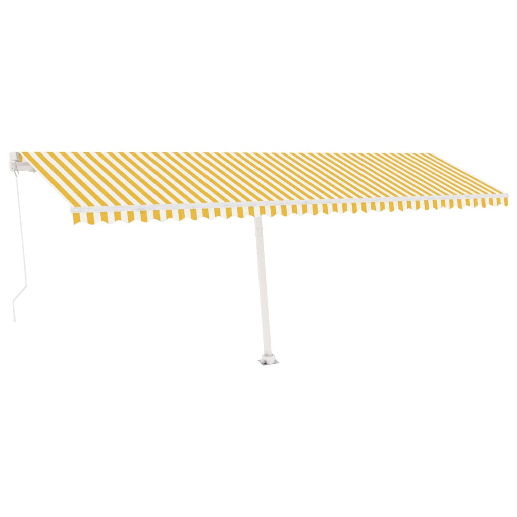 vidaXL Copertină retractabilă manual cu LED, galben și alb, 600x300 cm