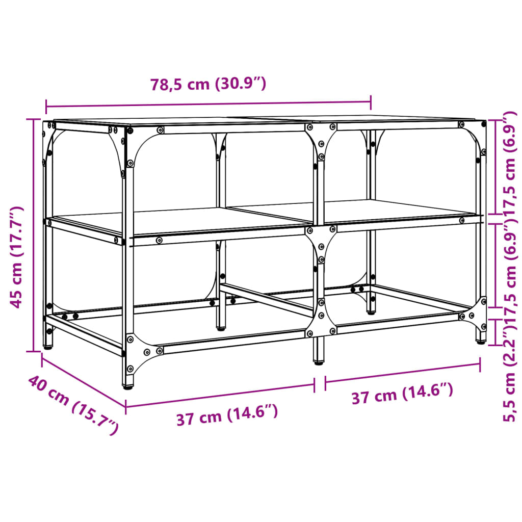 vidaXL Măsuță de cafea blat din sticlă transparentă 78,5x40x45 cm oțel