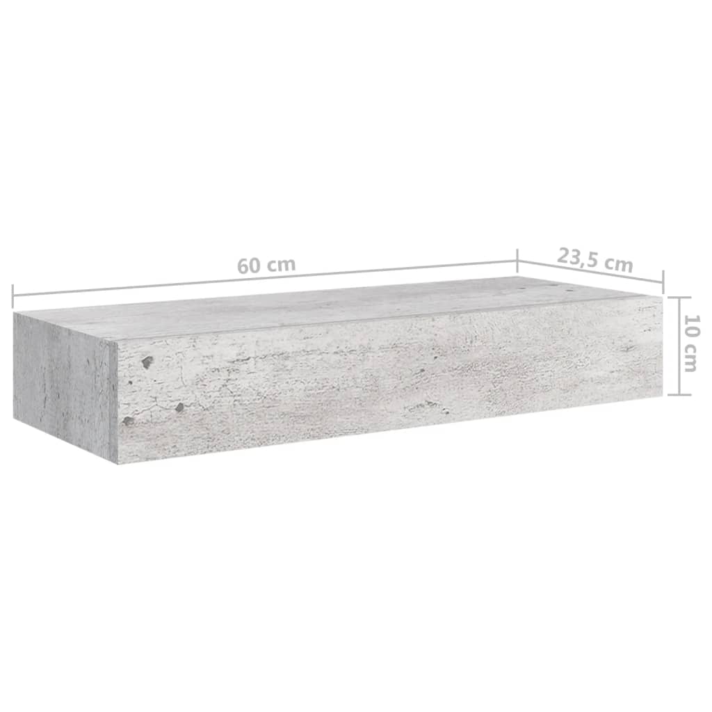 vidaXL Dulapuri de perete cu sertar 2 buc. gri beton 60x23,5x10 cm MDF