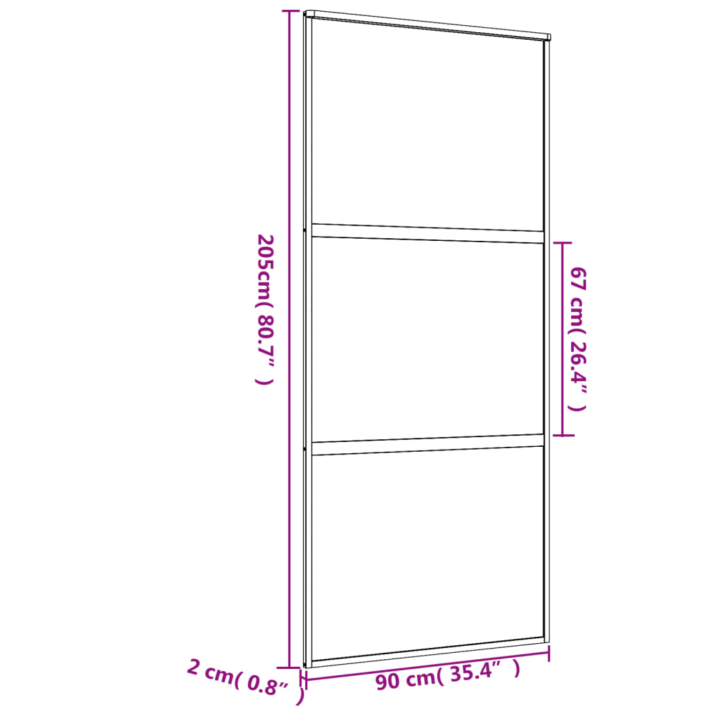 vidaXL Ușă glisantă, auriu, 90x205 cm, sticlă ESG mată și aluminiu