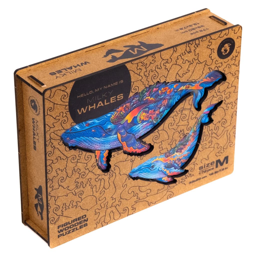 UNIDRAGON Puzzle Milky Whales 172 piese, mediu, 33x20 cm lemn