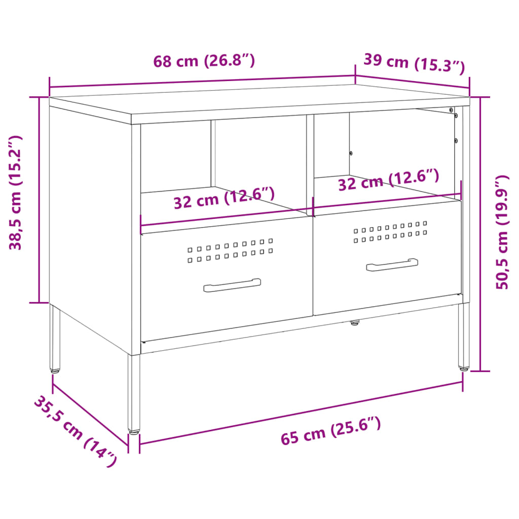 vidaXL Dulap TV, galben muștar, 68x39x50,5 cm, oțel