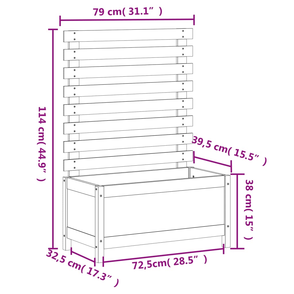 vidaXL Jardinieră de grădină cu raft, 79x39,5x114 cm, lemn masiv pin