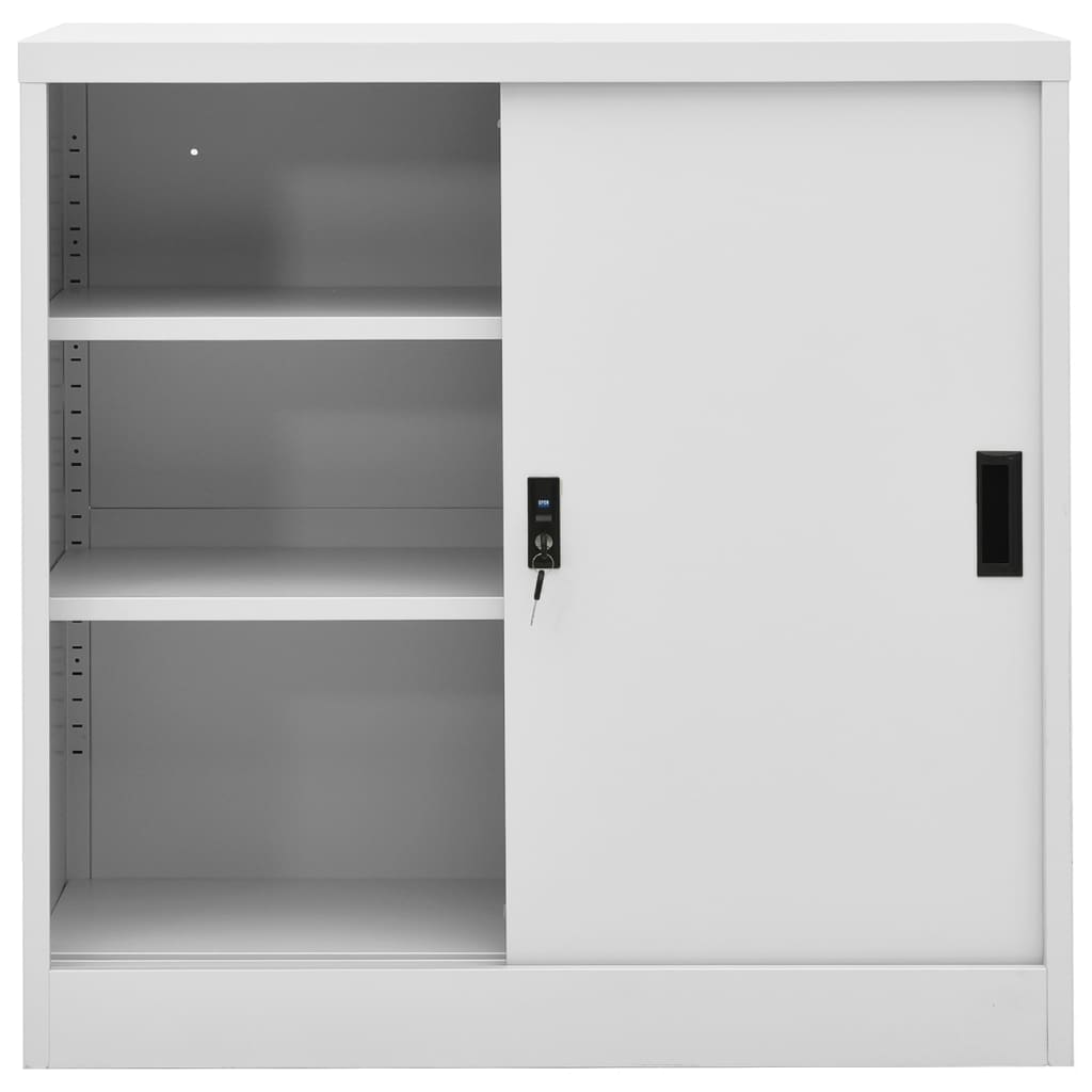 vidaXL Dulap de birou cu ușă glisantă, gri deschis, 90x40x90 cm, oțel