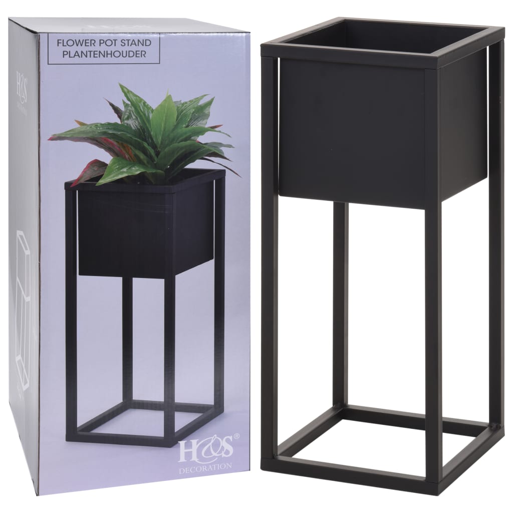 Home&Styling Ghiveci de flori cu suport, negru, 50 cm, metal