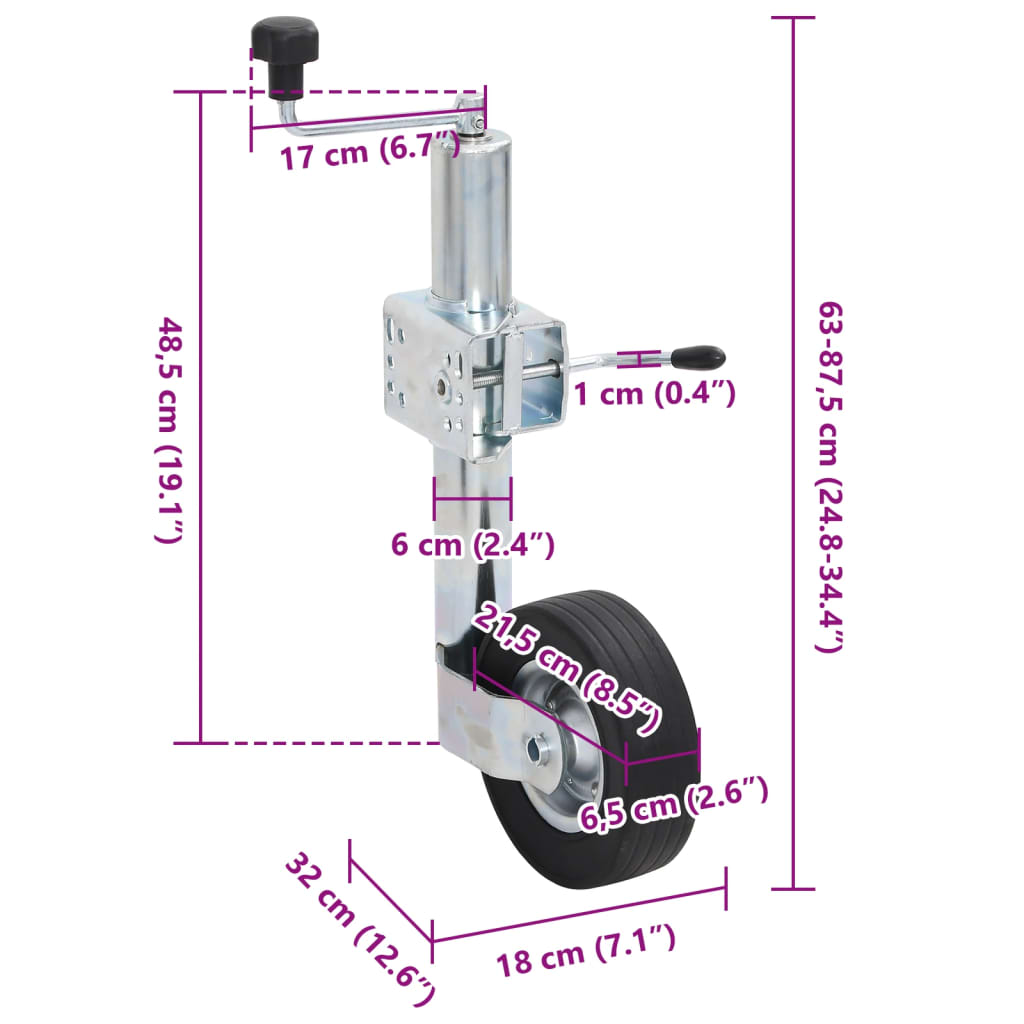 vidaXL Roată manevră de remorcă, clemă despicată 60 mm oțel galvanizat