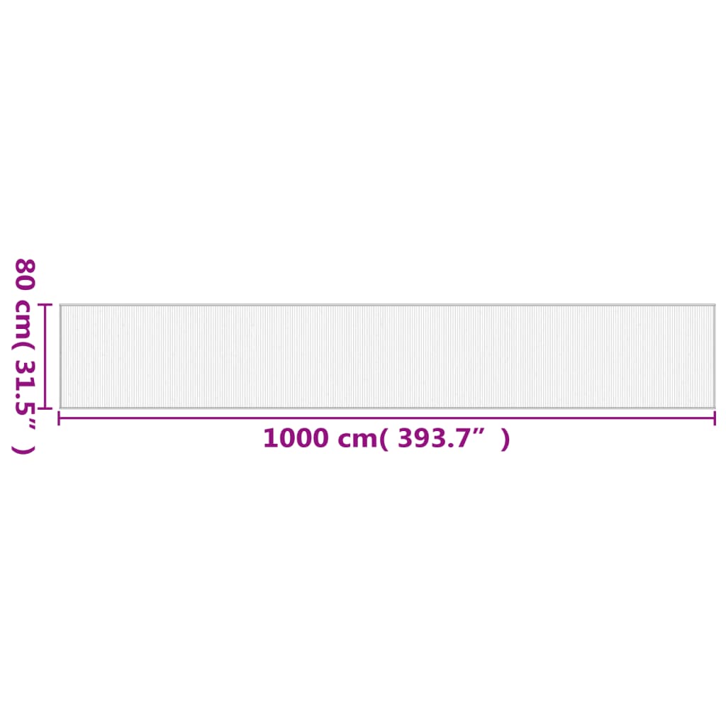 vidaXL Covor dreptunghiular, gri, 80x1000 cm, bambus