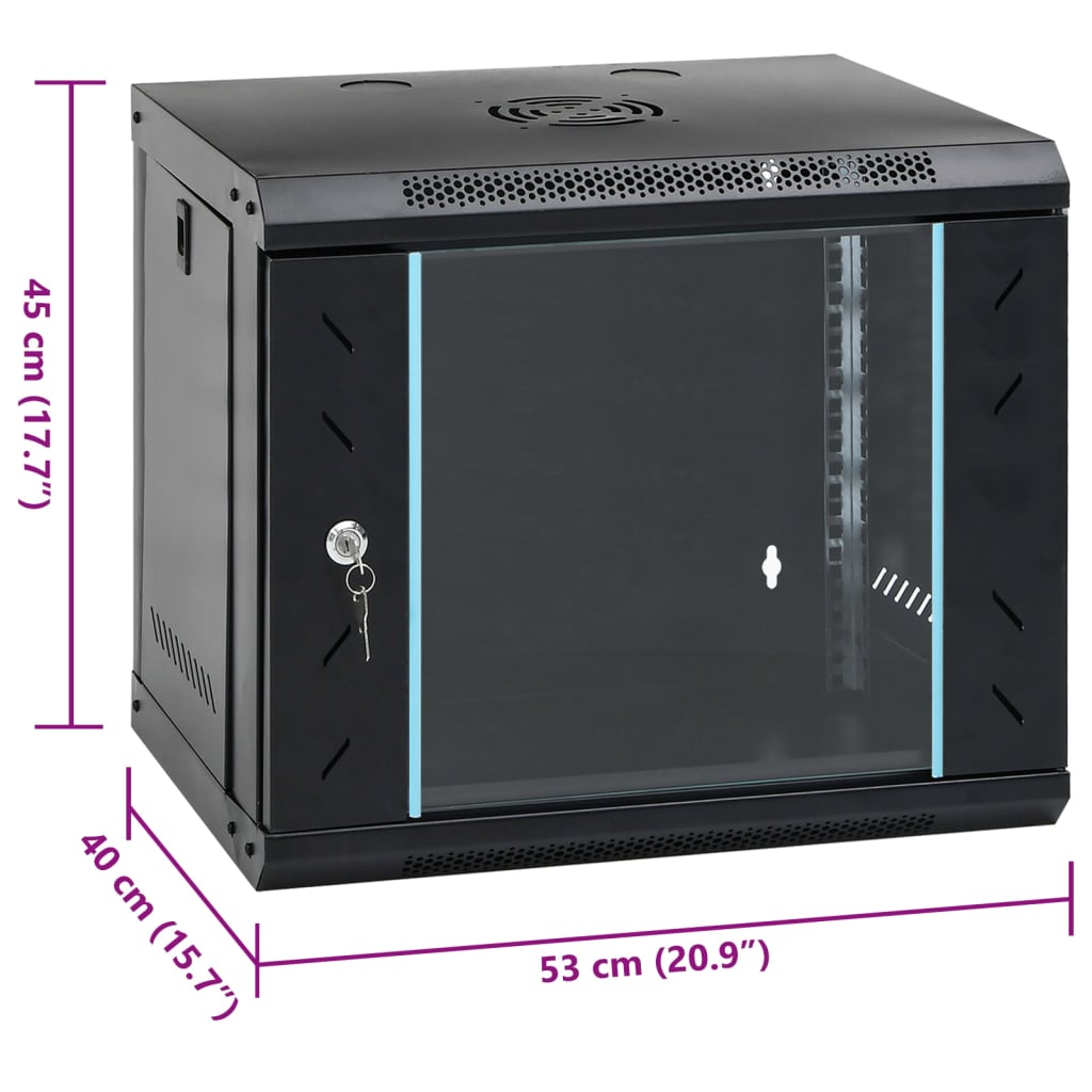 vidaXL Dulap de server montat pe perete, 9U, 19" IP20, 53x40x45 cm