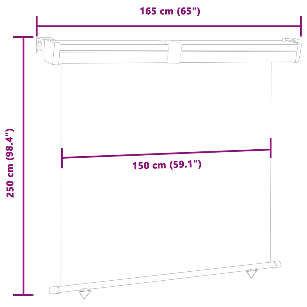 vidaXL Copertină laterală de balcon, negru, 165 x 250 cm