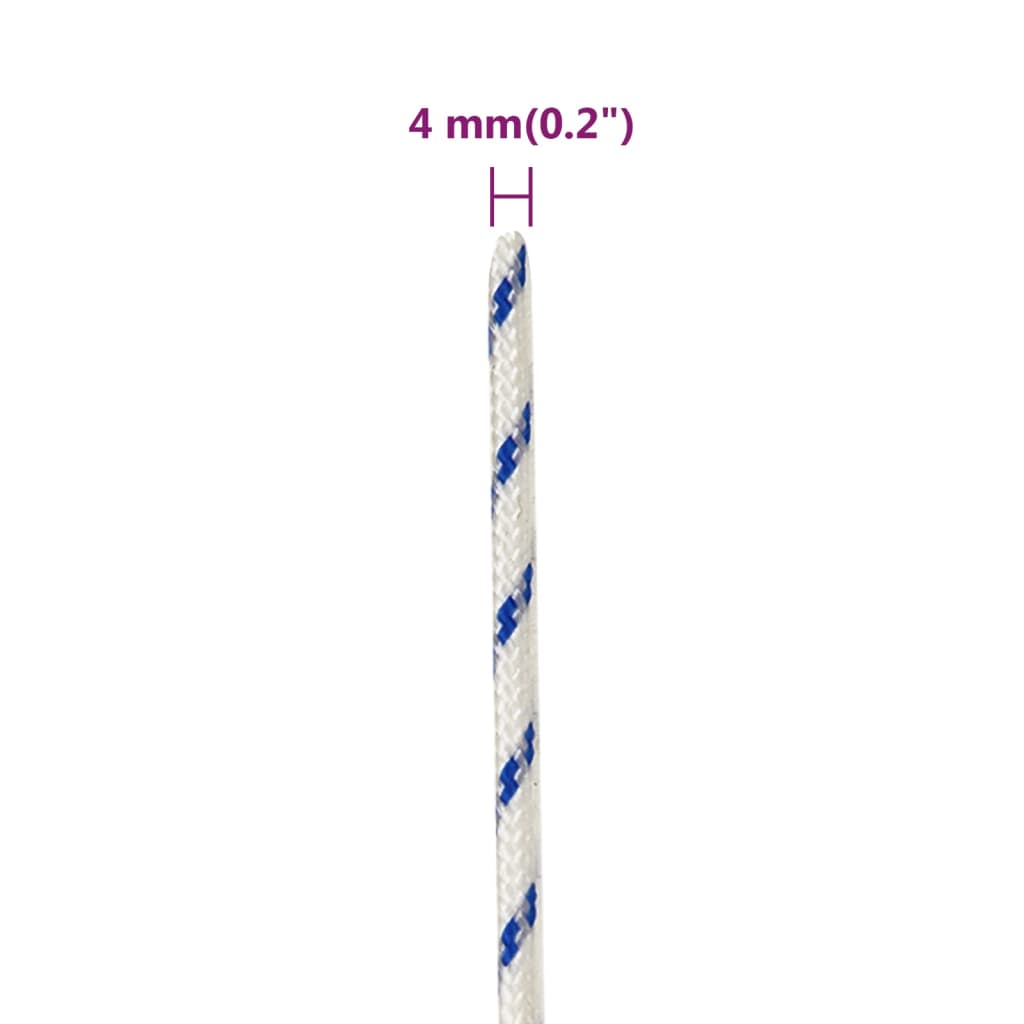 vidaXL Frânghie de barcă, alb, 4 mm, 500 m, polipropilenă