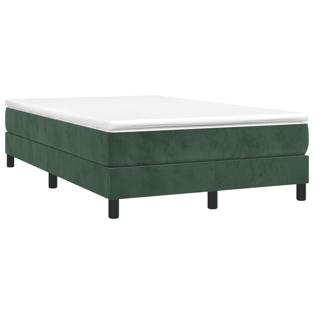 vidaXL Pat box spring cu saltea, verde închis, 120x190 cm, catifea