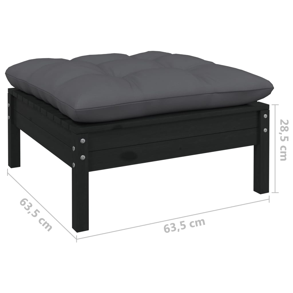 vidaXL Set mobilier grădină cu perne, 5 piese, negru, lemn de pin