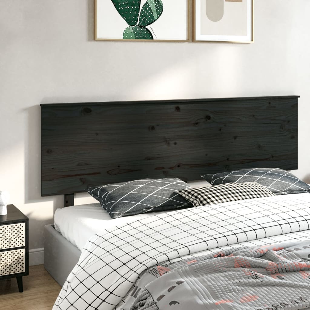 vidaXL Tăblie de pat, negru, 204x6x82,5 cm, lemn masiv de pin